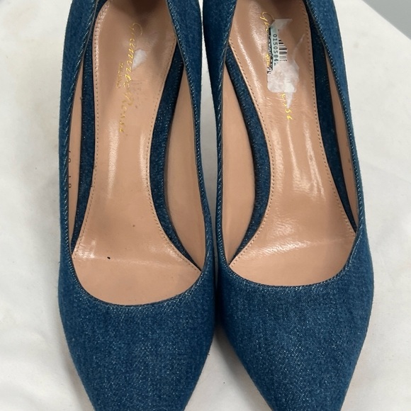 GIANVITO ROSSI Women's High Stiletto Heels Pointed Toe "85" Blue Denim Pumps ~37 - Picture 12 of 16